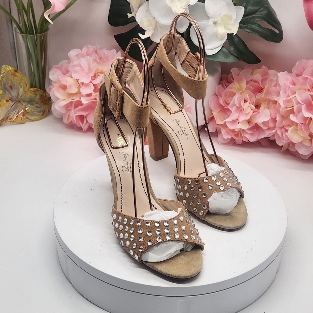 ABS Open-toed Rhinestone Pumps Size 8 - Picture 5 of 14